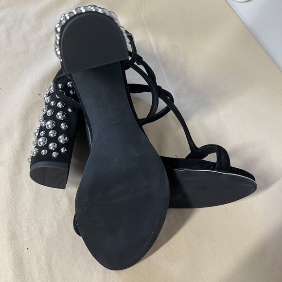 Kenneth Cole New York Sandals 8.5M Black Leather Upper Studded Deandra Suede - Picture 9 of 13